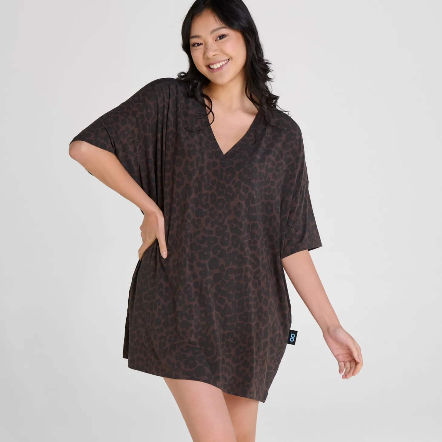 Chocolate Leopard V-Neck Sleep Tee Nightie