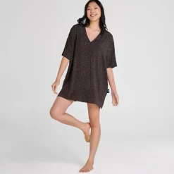 Chocolate Leopard V-Neck Sleep Tee Nightie