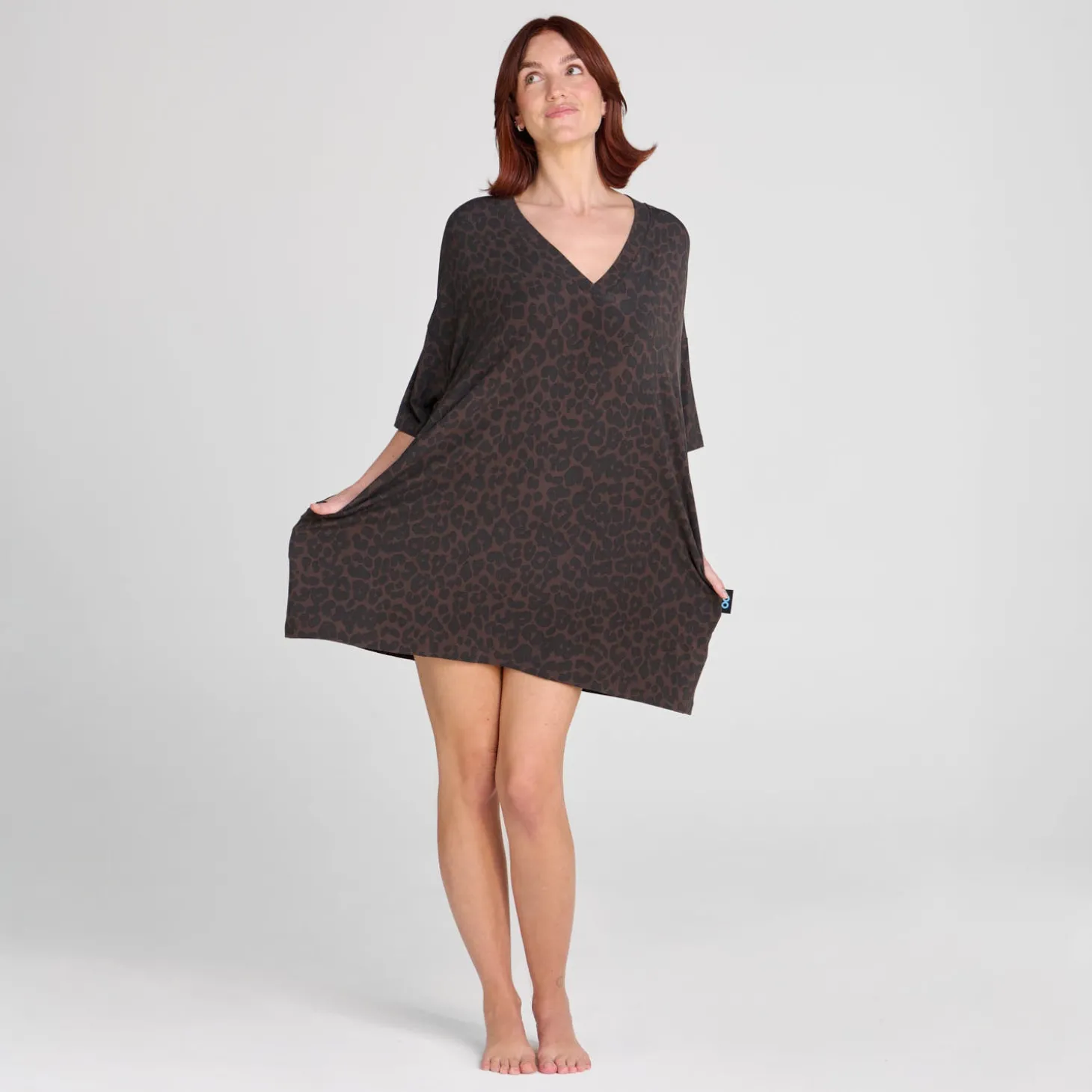 Chocolate Leopard V-Neck Sleep Tee Nightie