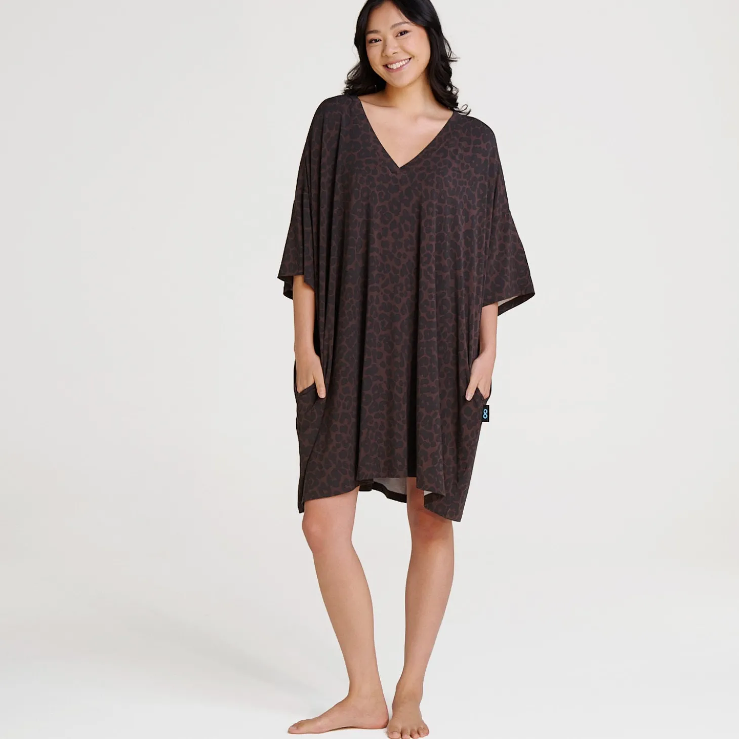 Chocolate Leopard V-Neck Sleep Tee Nightie
