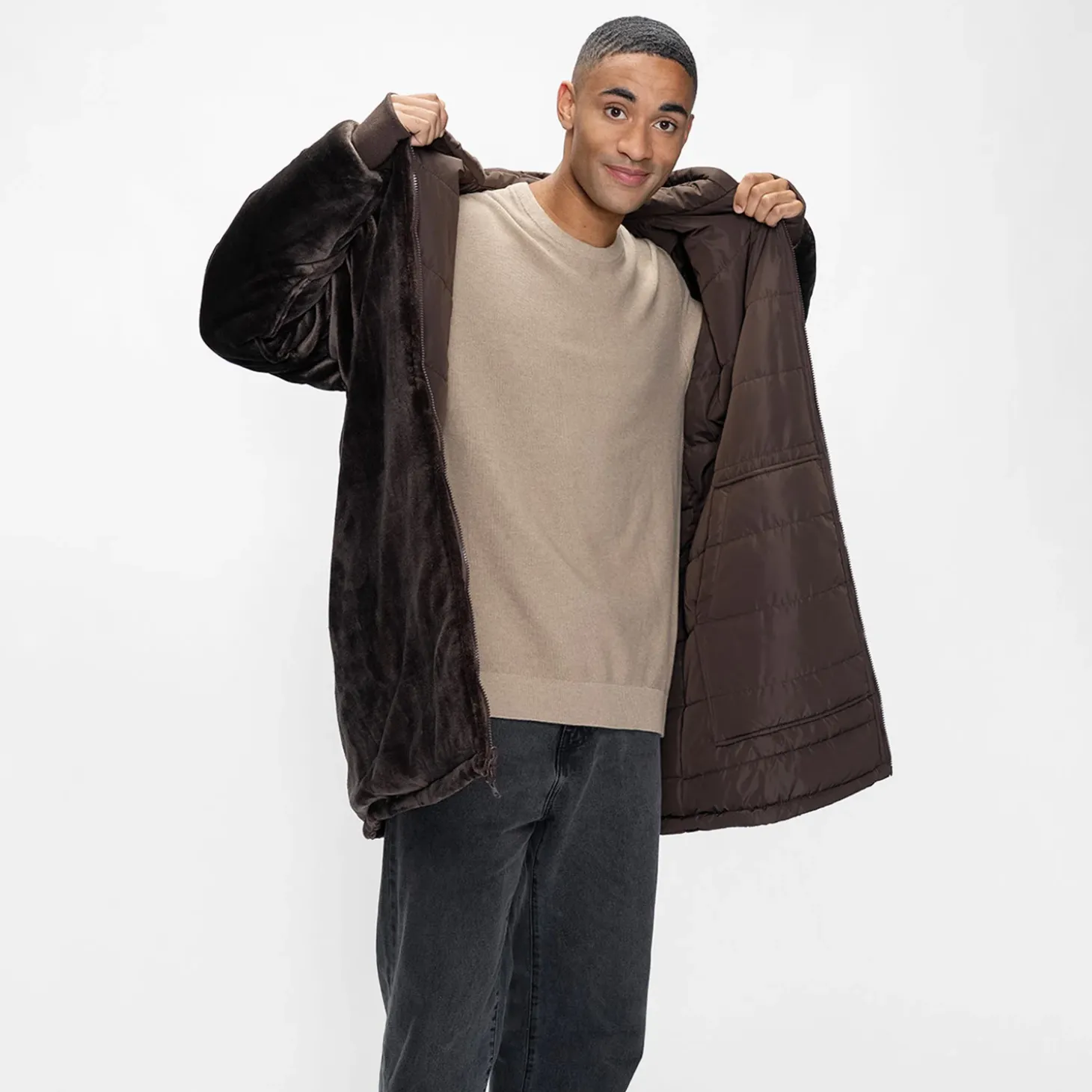 Chocolate Long Puffer Jacket