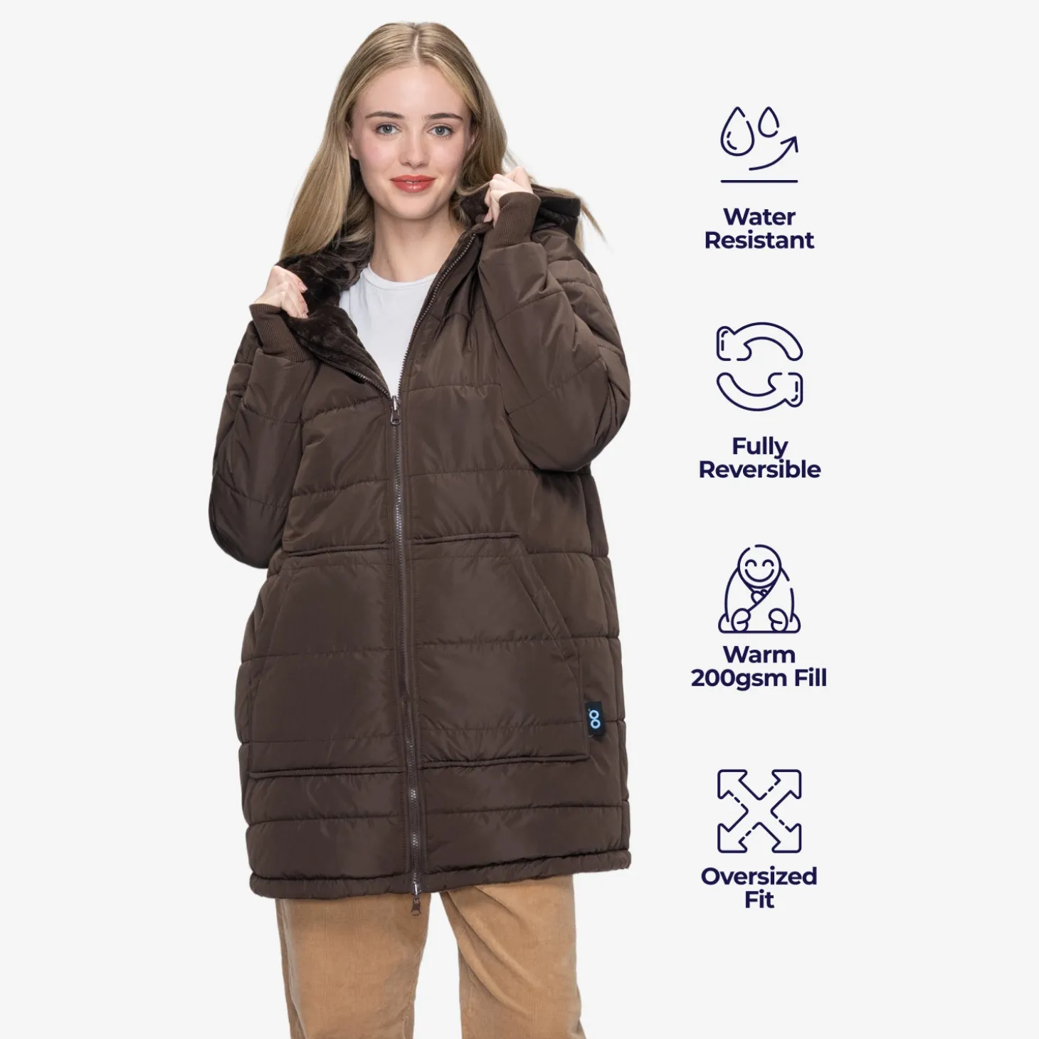 Chocolate Long Puffer Jacket