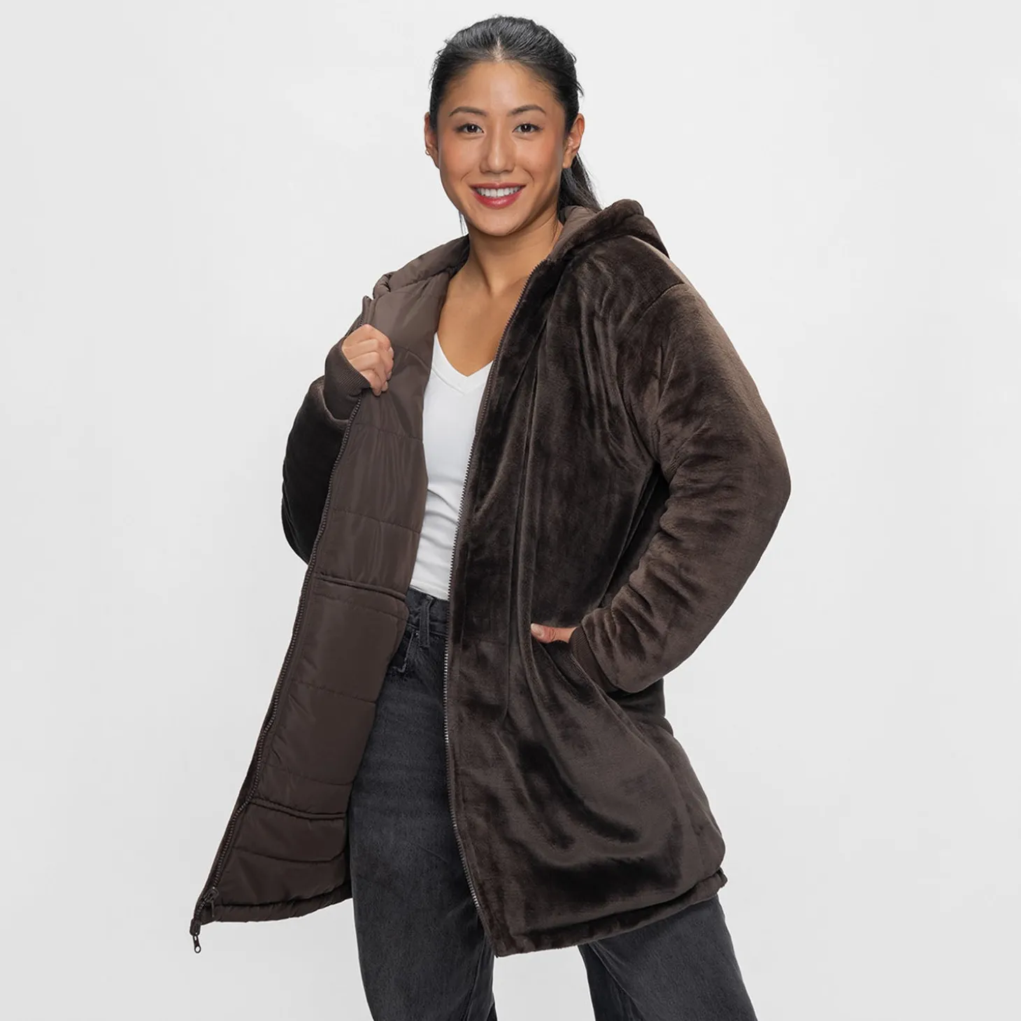 Chocolate Long Puffer Jacket