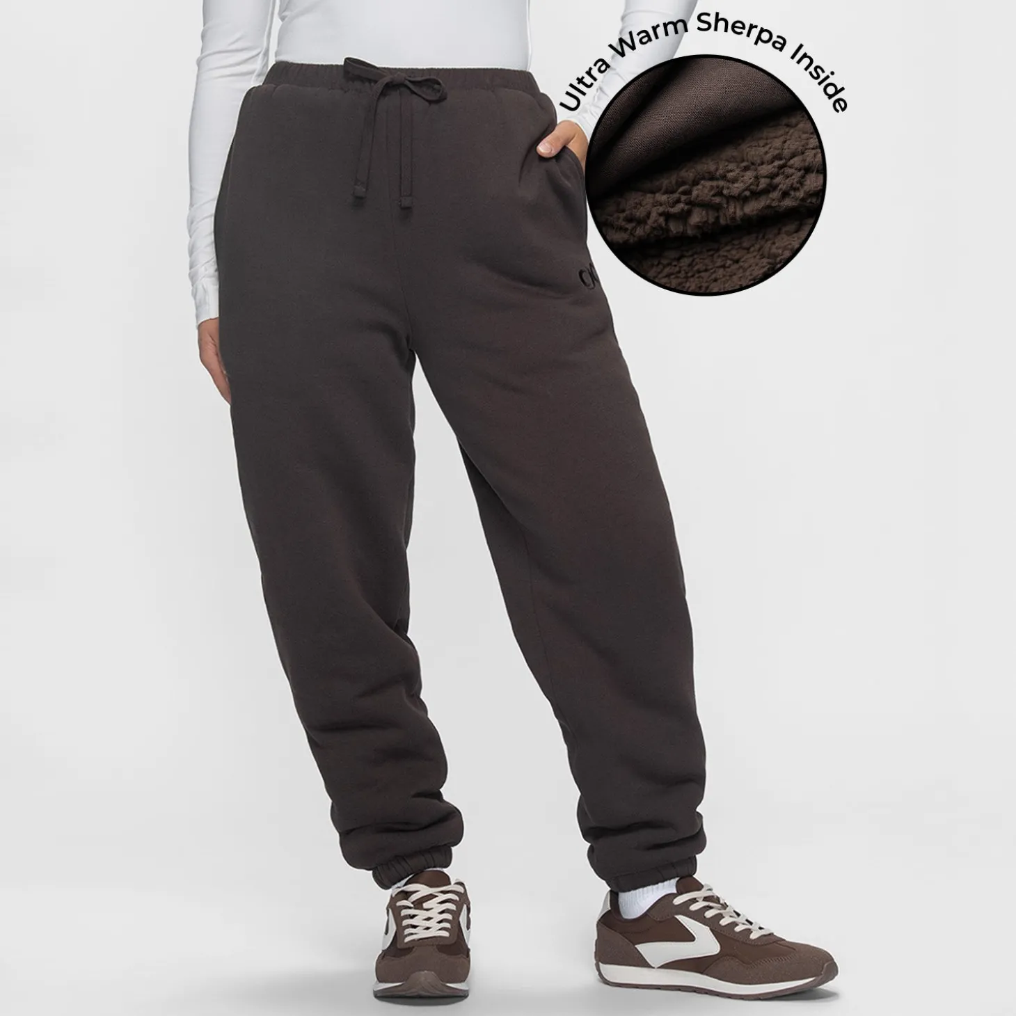Chocolate Sherpa Lined Cuff Trackpant