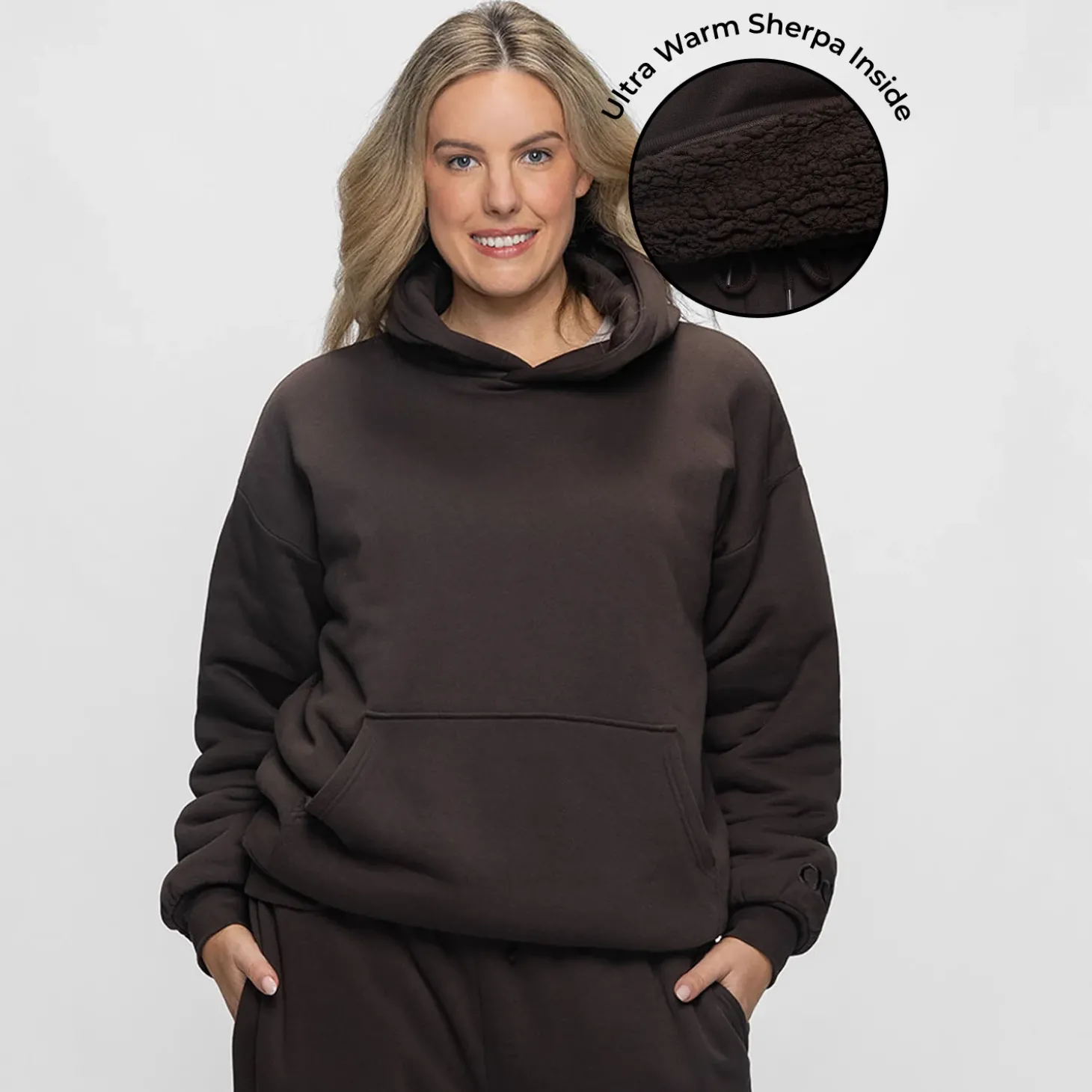 Chocolate Sherpa Lined Fleece Hoodie