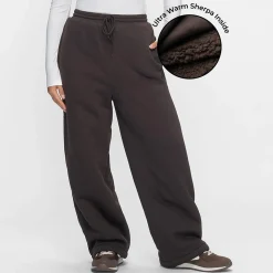 Chocolate Sherpa Lined Wide Leg Trackpant