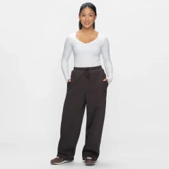Chocolate Sherpa Lined Wide Leg Trackpant