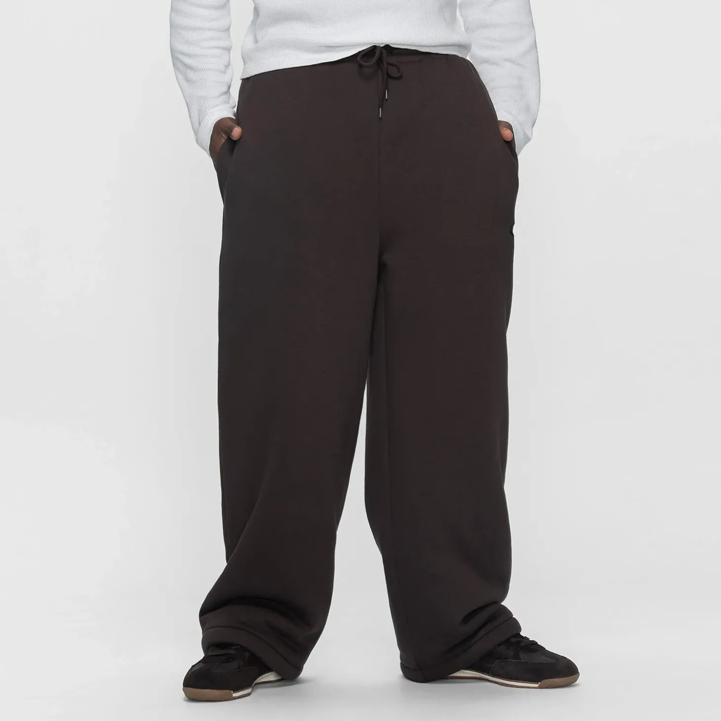 Chocolate Sherpa Lined Wide Leg Trackpant