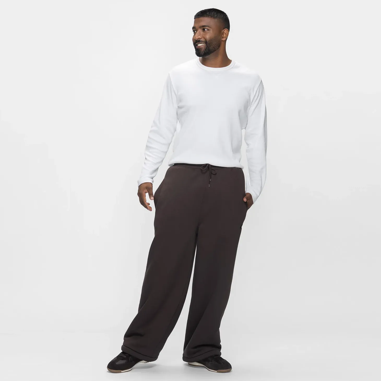 Chocolate Sherpa Lined Wide Leg Trackpant