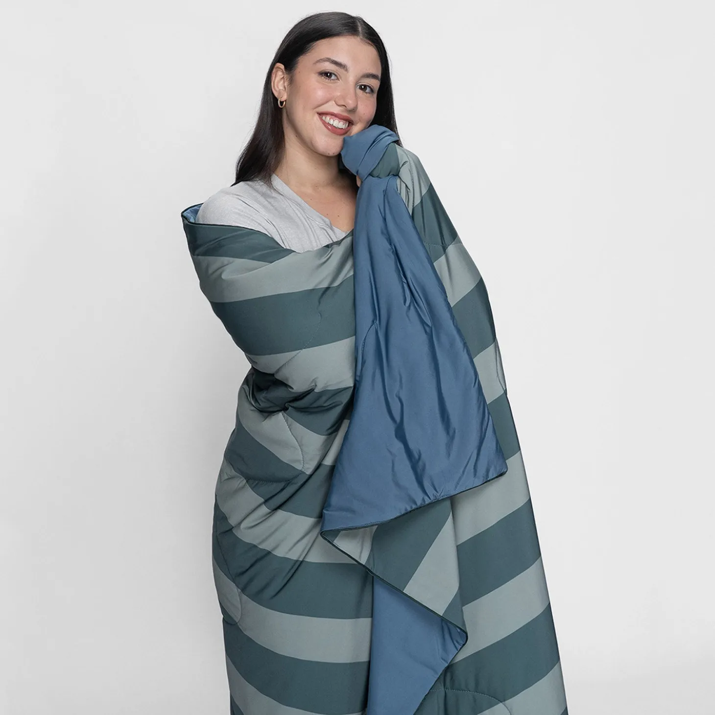Green/Navy Stripe Cooling Blanket
