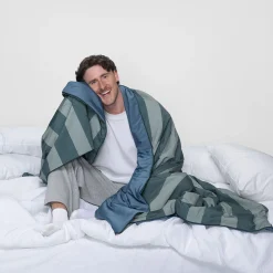 Green/Navy Stripe Cooling Blanket