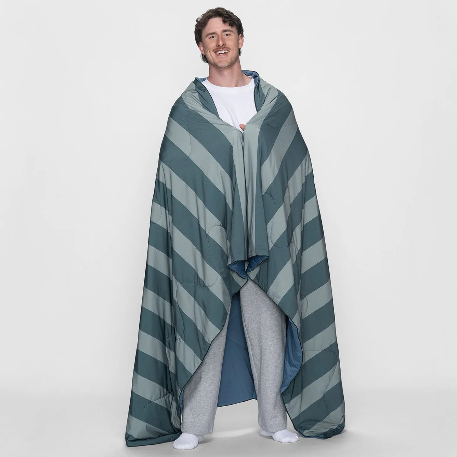 Green/Navy Stripe Cooling Blanket