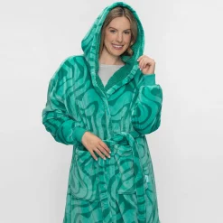 Green Swirl Sherpa Dressing Gown