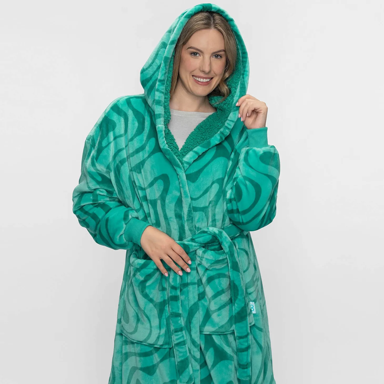 Green Swirl Sherpa Dressing Gown
