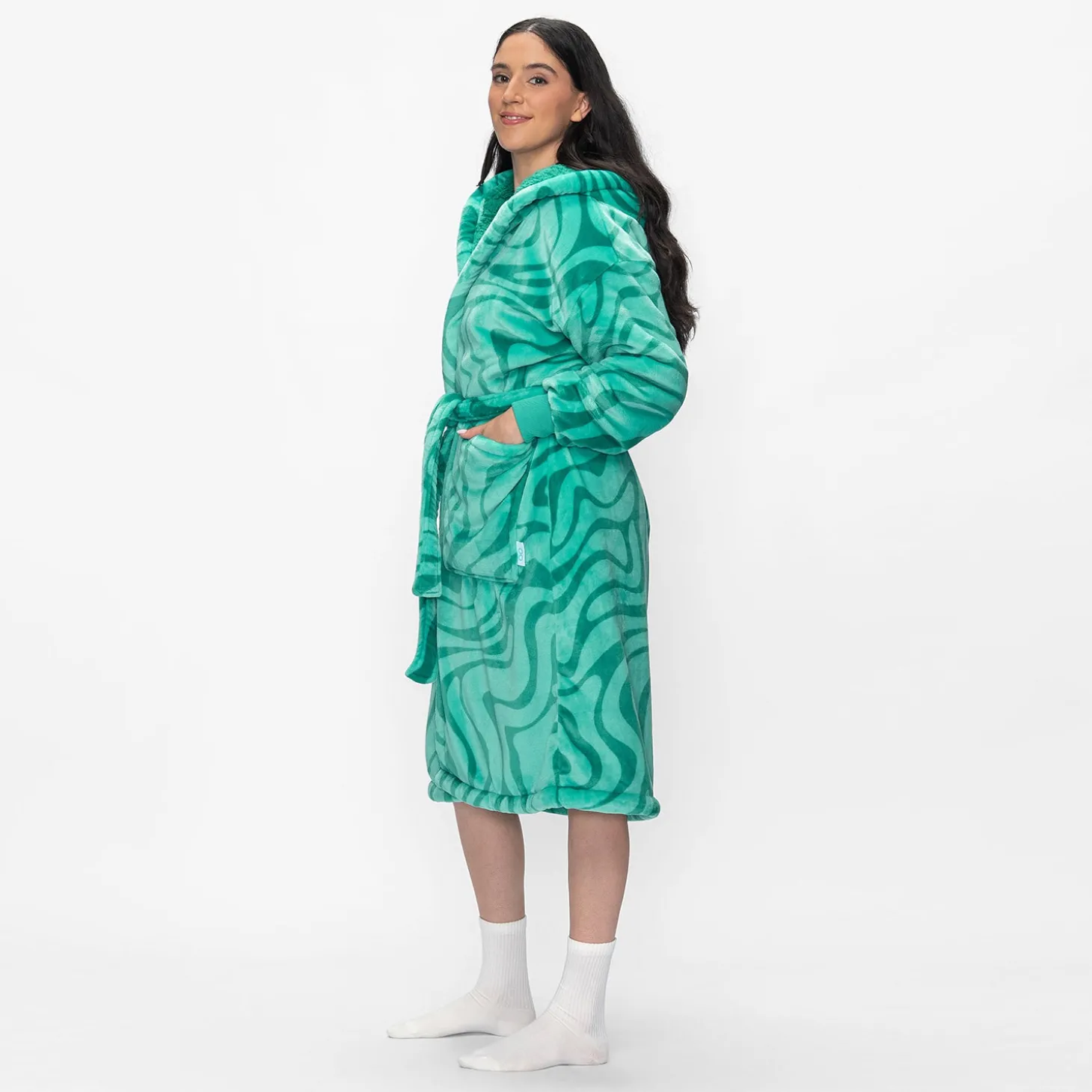 Green Swirl Sherpa Dressing Gown