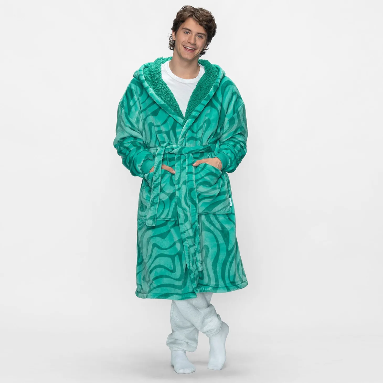 Green Swirl Sherpa Dressing Gown