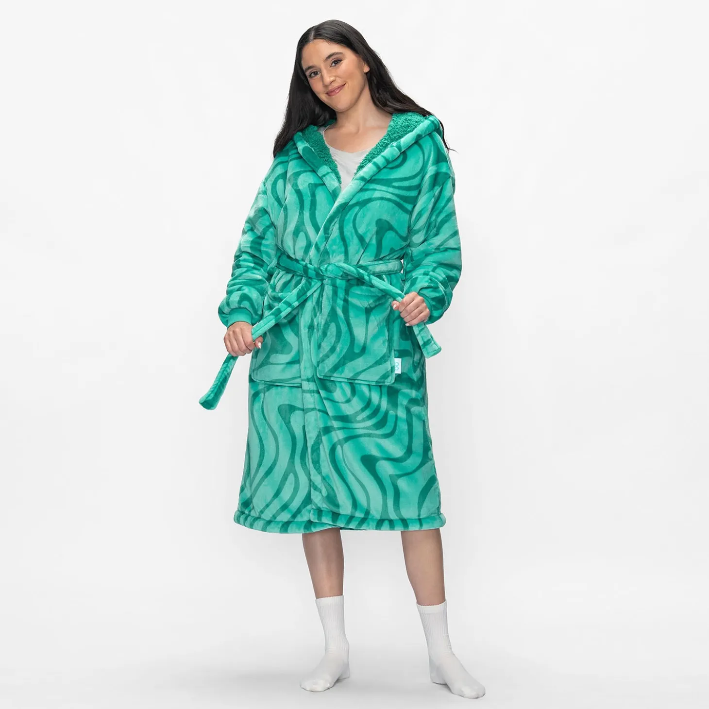 Green Swirl Sherpa Dressing Gown