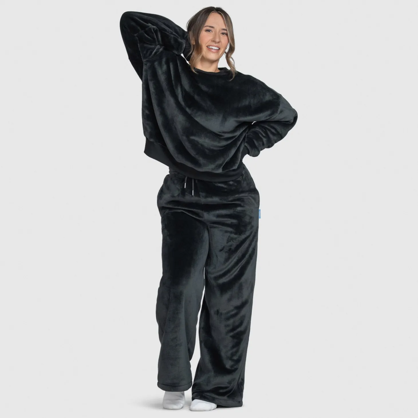 Grey Sherpa Wide Leg Pant