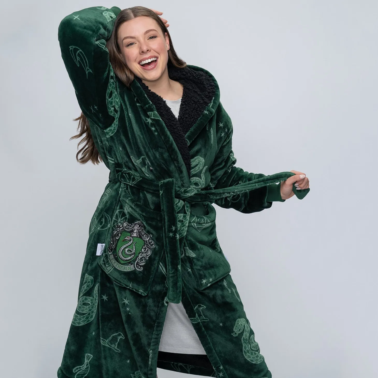 Harry Potter Slytherin Sherpa Dressing Gown Licensed