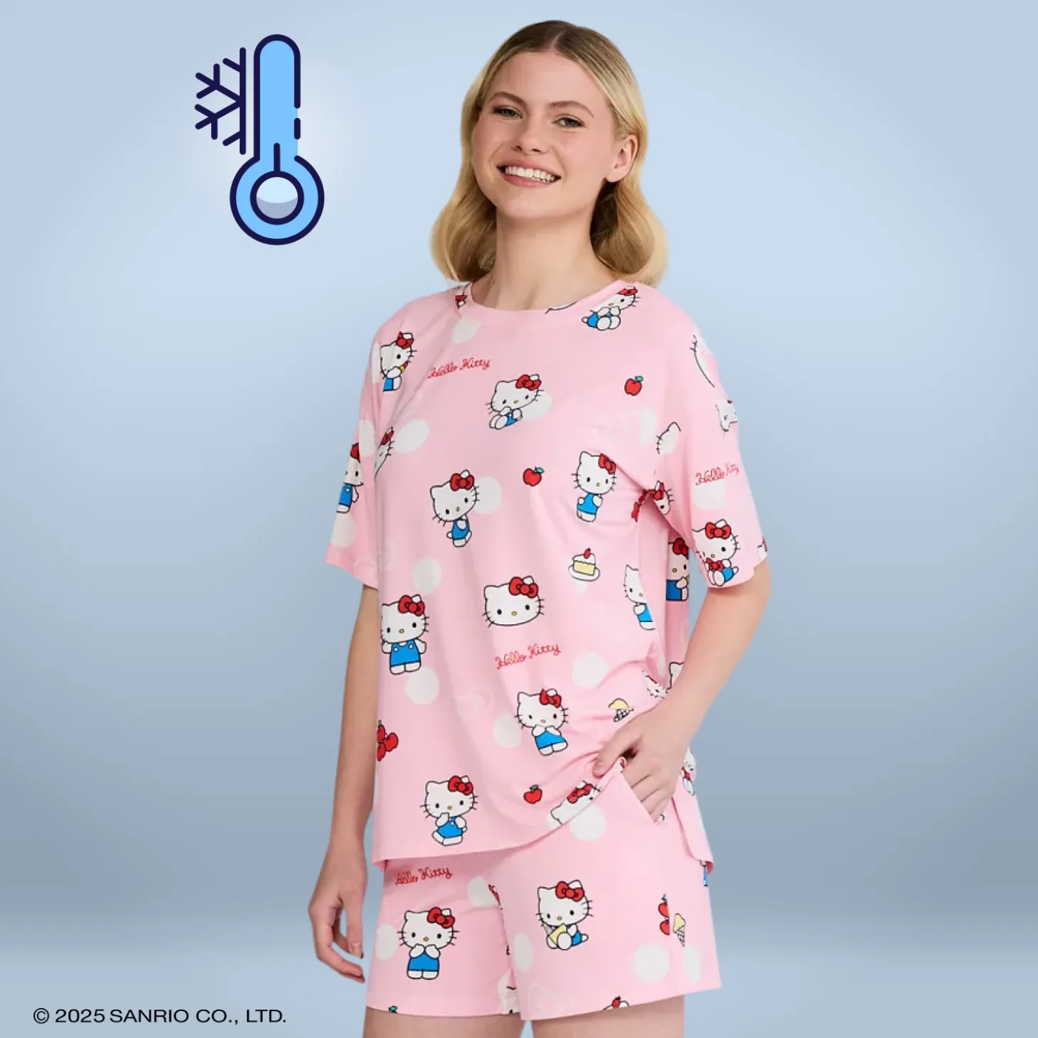 Hello Kitty Polka Dot Cooling Short Sleeve PJ Top Licensed