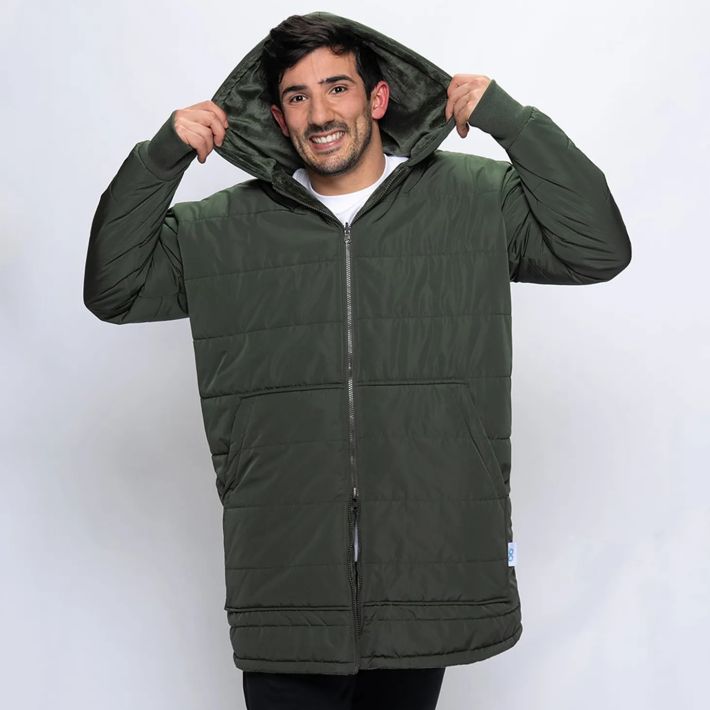 Khaki/Khaki Long Puffer Jacket