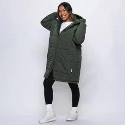 Khaki/Khaki Long Puffer Jacket