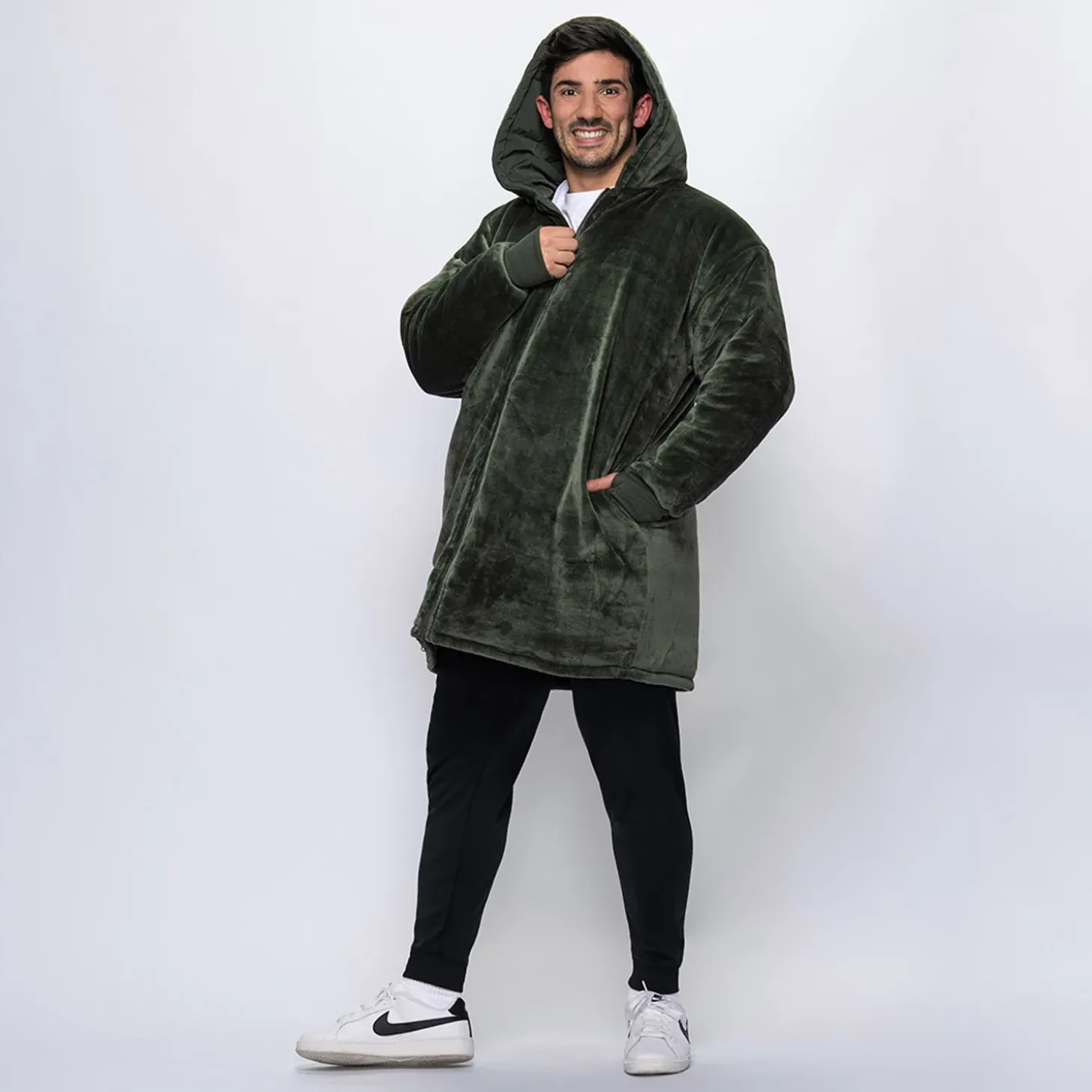 Khaki/Khaki Long Puffer Jacket