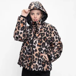 Leopard / Black Puffer Jacket
