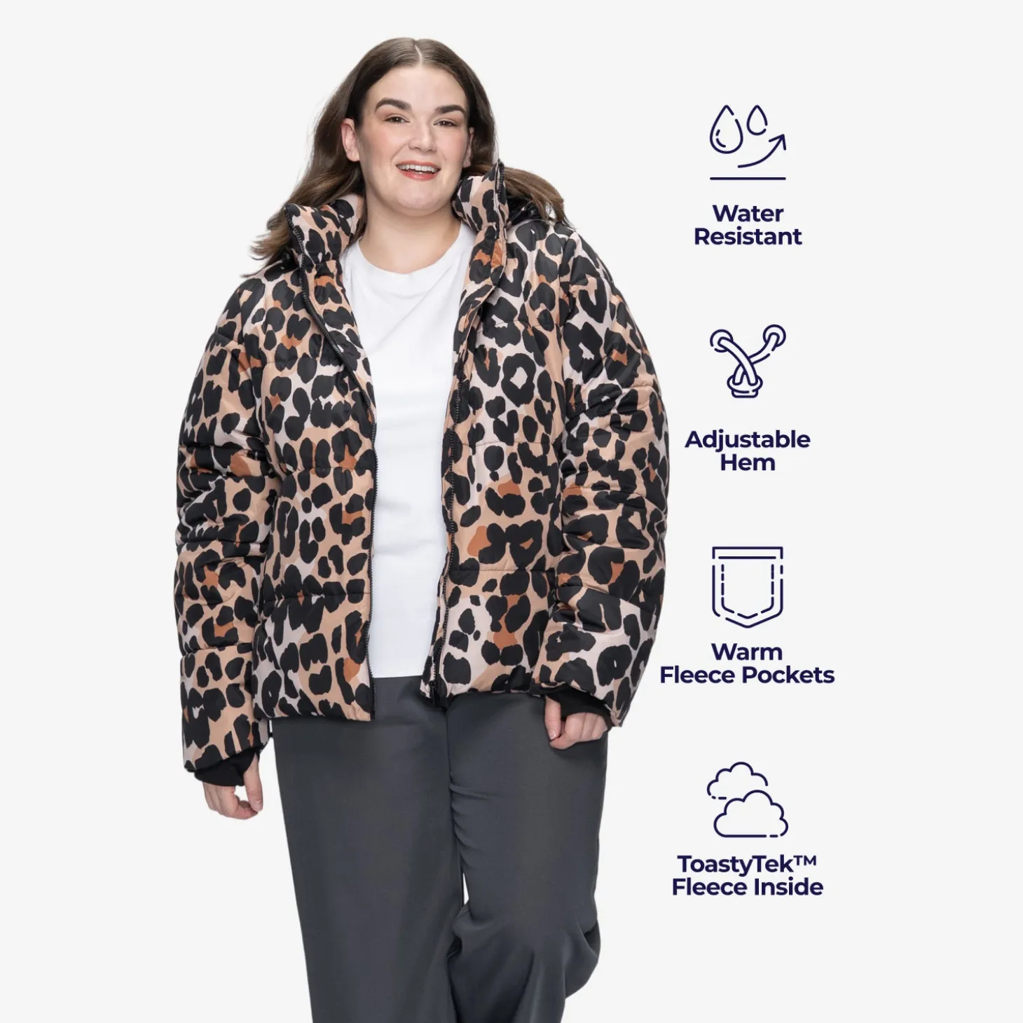 Leopard / Black Puffer Jacket