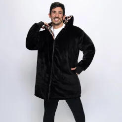 Leopard Print/Black Long Puffer Jacket