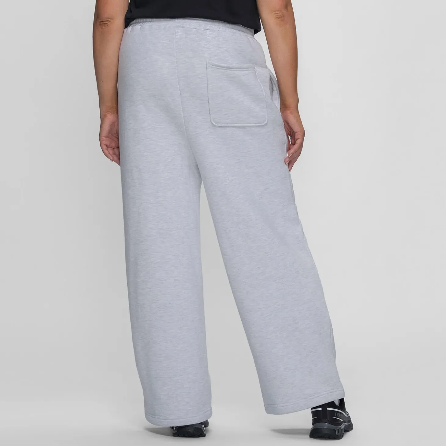 Light Grey Marle Fleece Wide Leg Trackpant