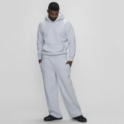 Light Grey Marle Fleece Wide Leg Trackpant