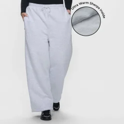 Light Grey Marle Sherpa Lined Wide Leg Trackpant