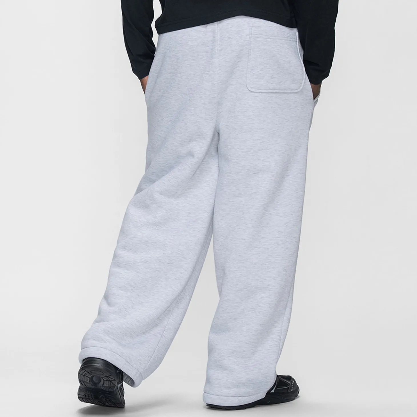 Light Grey Marle Sherpa Lined Wide Leg Trackpant
