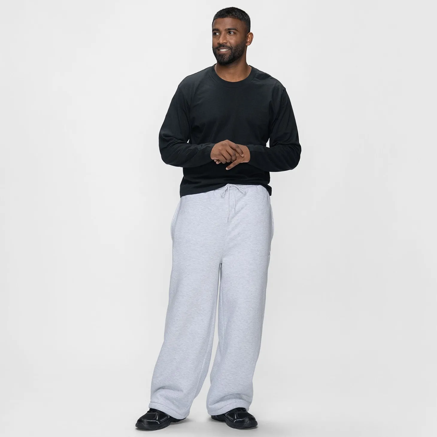 Light Grey Marle Sherpa Lined Wide Leg Trackpant