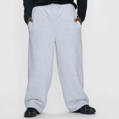 Light Grey Marle Sherpa Lined Wide Leg Trackpant