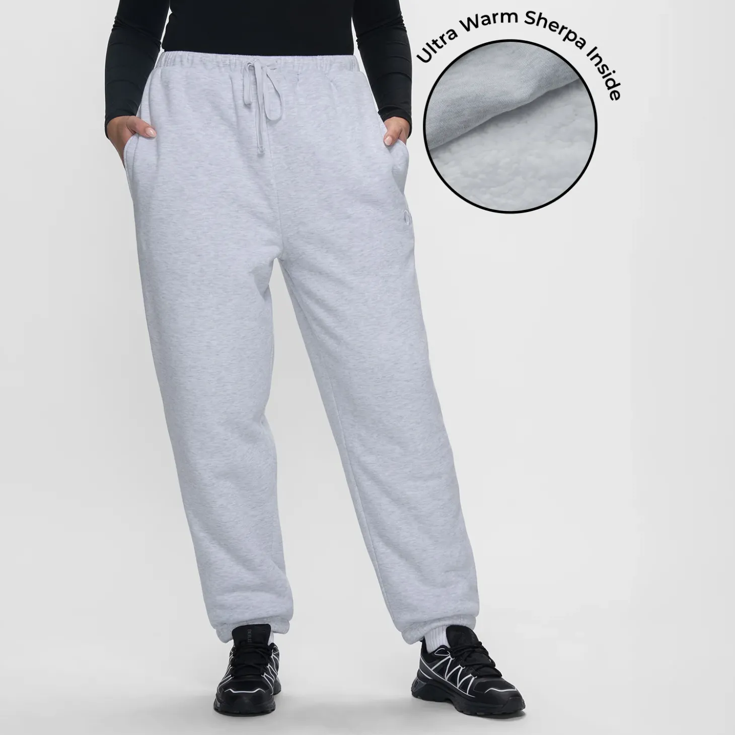 Light Grey Marle Sherpa Lined Cuff Trackpant