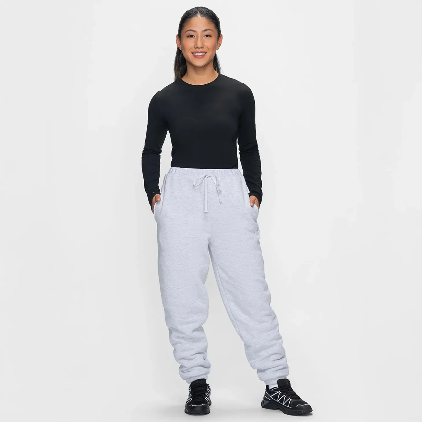 Light Grey Marle Sherpa Lined Cuff Trackpant