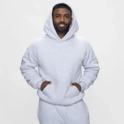 Light Grey Marle Sherpa Lined Fleece Hoodie