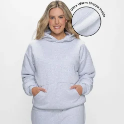 Light Grey Marle Sherpa Lined Fleece Hoodie