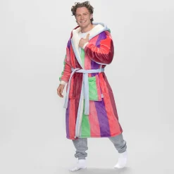Multi Stripe Sherpa Dressing Gown