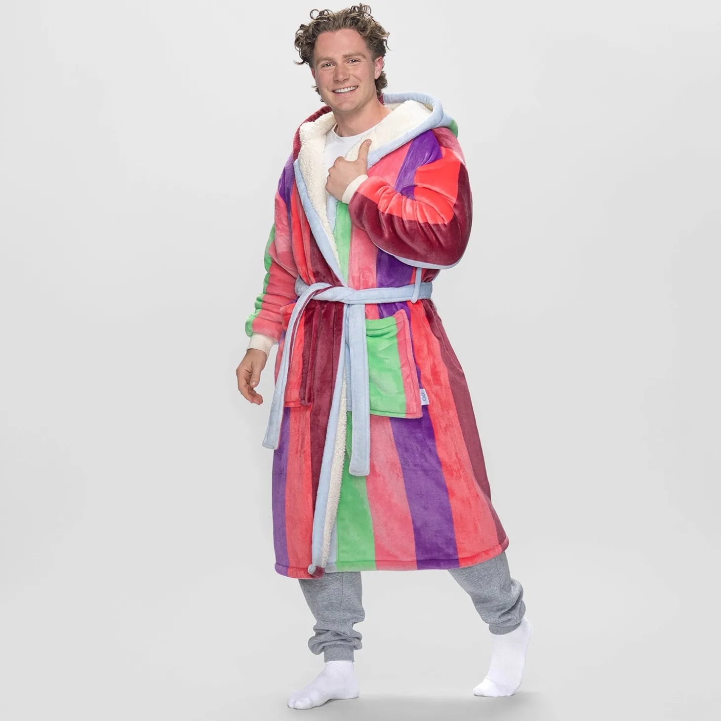 Multi Stripe Sherpa Dressing Gown