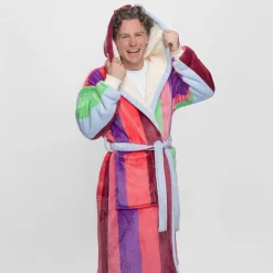 Multi Stripe Sherpa Dressing Gown