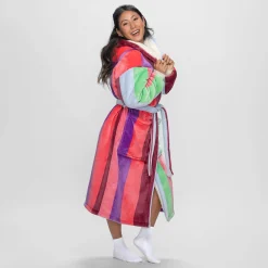 Multi Stripe Sherpa Dressing Gown