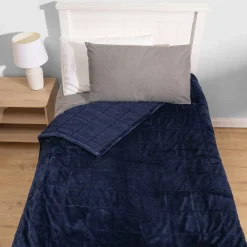 Navy Sherpa Blanket