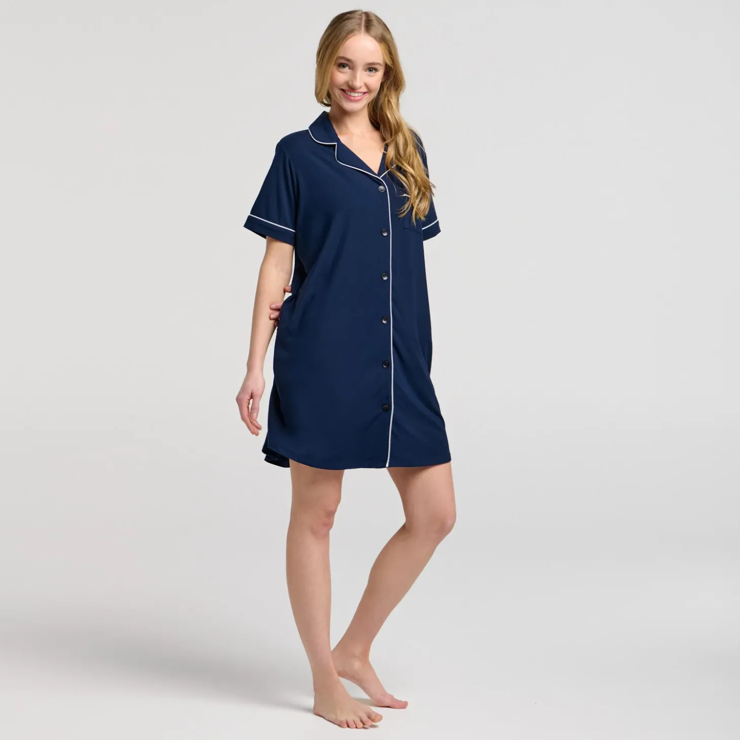 Navy Button Up Nightshirt