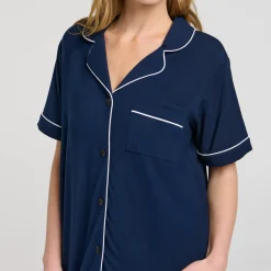 Navy Button Up Nightshirt