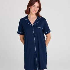 Navy Button Up Nightshirt