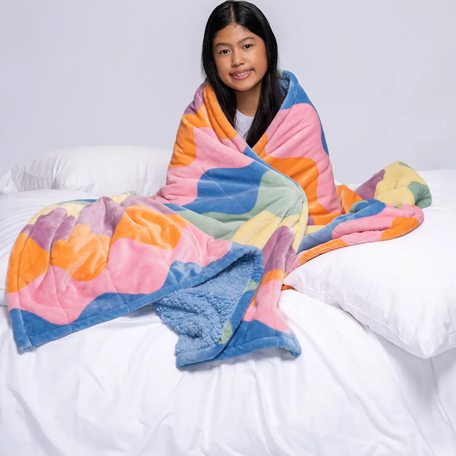Pastel Wave Sherpa Blanket