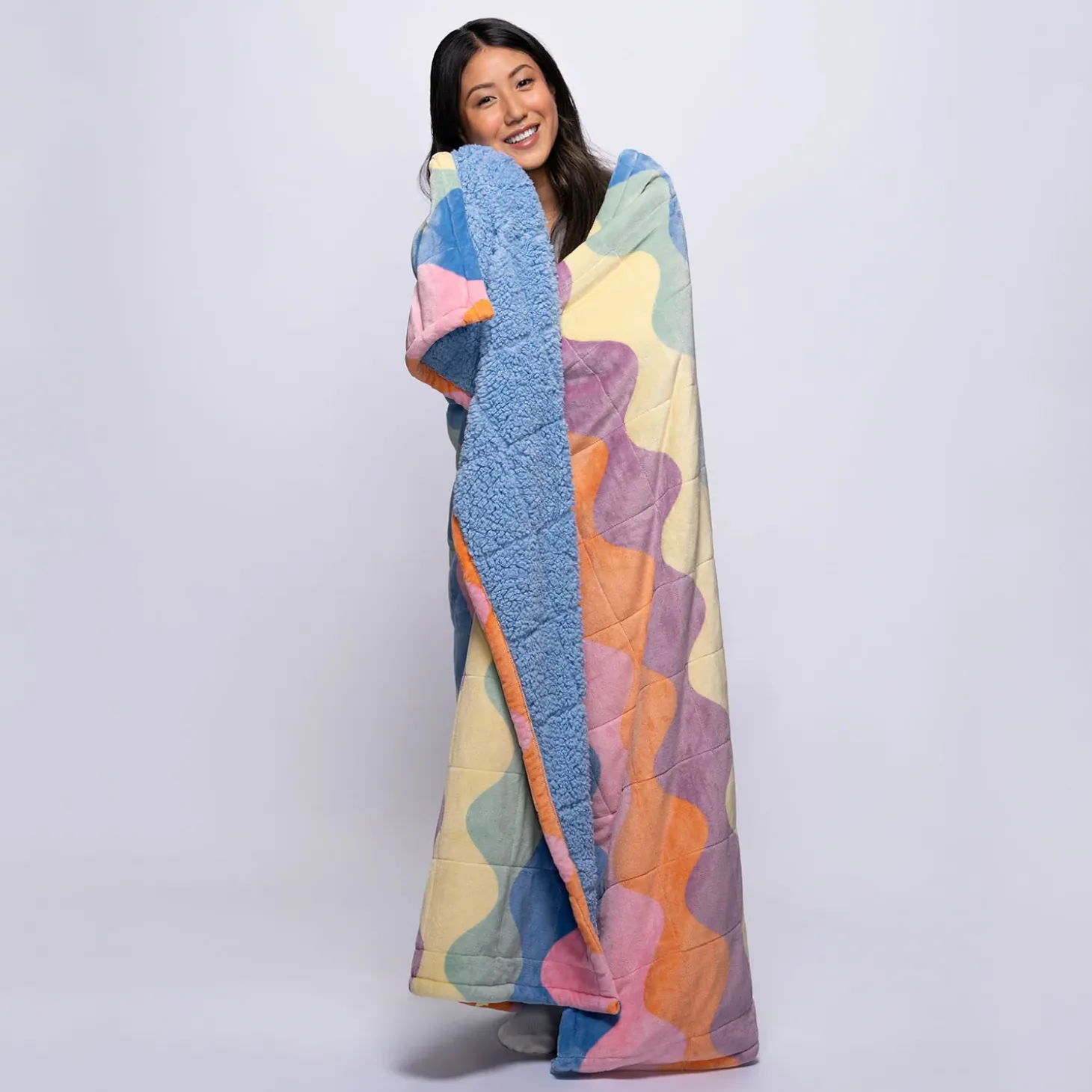 Pastel Wave Sherpa Blanket